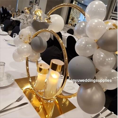 8pcs)NEW metal flower balloon stand centerpiece double hoop ring for wedding senyu2205