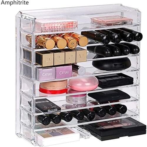 8 Layer Makeup Organizer Powder Cosmetics Storage Box Acrylic Lipstick Display Case Blush Shade Removable Plastic Box