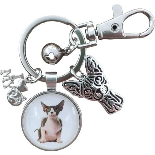 Sphynx Siamese Persian Maine Coon Exotic Shorthair Bengal Cat Lynx Keychain Time Gem Animal Pet Key Ring Men Women Party Gift