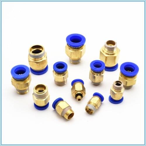Air Pneumatic 14mm 16mm Hose Tube 1/4"BSP 1/2" 3/8" 3/4" Male Thread Air Pipe Connector Quick Coupling Brass Fitting