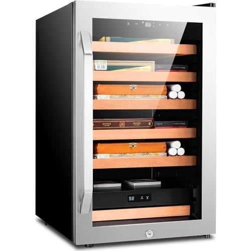 FK-68CW1Electronic Control Cigar Humidor Cabinet Adjustable Temperature & Humidity Cooler Cedar Wood Shelf Small Household