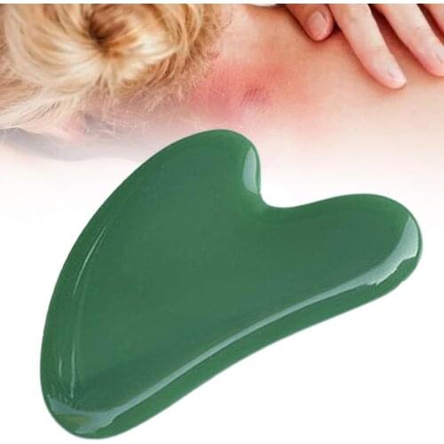 Guasha Tool Heart-Shaped Prevent Wrinkle Green Wrinkle Reducing Massage Stone for Adult