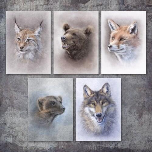 Maine Coon Cat Bear Fox Wolf Meerkat Wall Art Canvas Painting Nordic Posters And Prints Wall Pictures For Living Room Home Decor