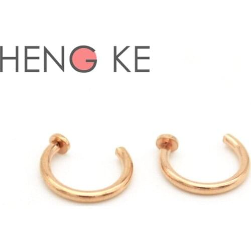 Rose Gold Hoop Nose Ring 18G 20G Open Body Piercing Jewelry Surgical Steel 6mm