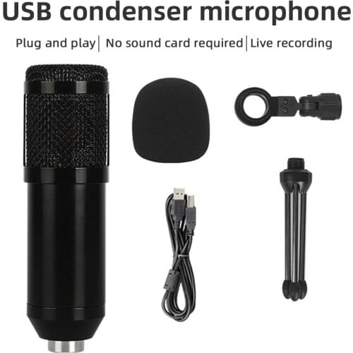 Condenser Microphone Recording Microphone with Stand and Ring Light for PC Karaoke Streaming Podcasting for Youtube