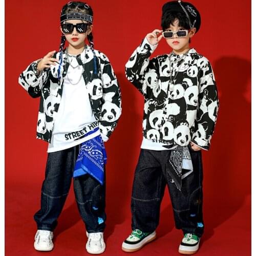 2020 Jazz Dance Costumes For Boys Hip Hop Street Dance Costume Girls Jacket Pants Kids Stage Show Dancing Outfit Clothes DQS1476