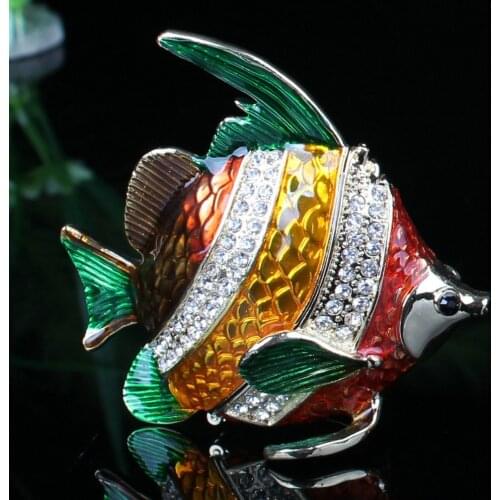 Fish Crystals Jewelry Jewel Trinket Gift Box Fish Enamel Keepsake Box