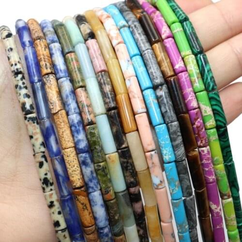 Fashion 4*13mm Tubular Natural Stones Beads Charm DIY Men And Women Bracelet Necklace Ear Stud Accessories For Jewelry Making