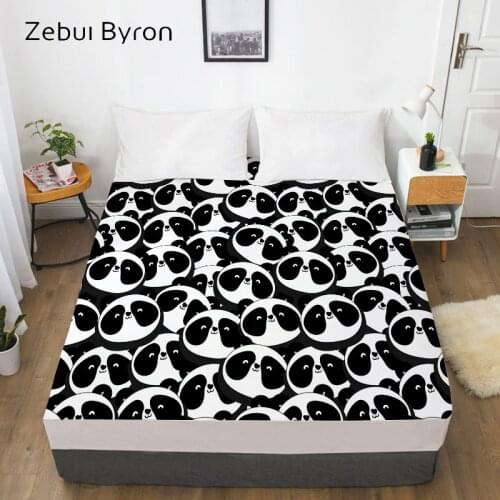 3D Cartoon Fitted Sheet for kids/baby/children,Bed Sheet With Elastic Queen/King,Black white panda Mattress Cover 160x200