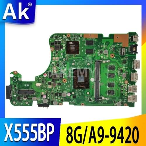 NEW AKEMY X555QG Laptop Motherboard for ASUS X555Q X555B X555BP K555B A555B K555Q original Mainboard 8GB-RAM A9-CPU R5-M420