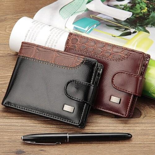 2017 New Mens Wallet Leather Luxury Male Money Clip Small Purse Wallet Zipper Short Mens Leather Wallet with Coin Pocket