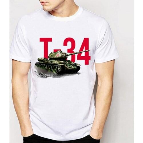 Novelty Fashion Funny Men T-shirt World War 2 T-34 Tank Art Print T-shirt Good Quality Casual Tops Harajuku Male Tee Shirt