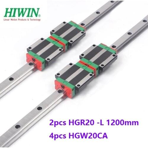 2pcs origial Hiwin rail HGR20 -L 1200mm linear guide + 4pcs HGW20CA HGW20CC flange carriage blocks for cnc router