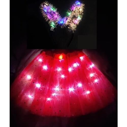8-12T childrens and girls' luminous skirt led short skirt fluffy short skirt new strange short skirt shiny skirt red skirt