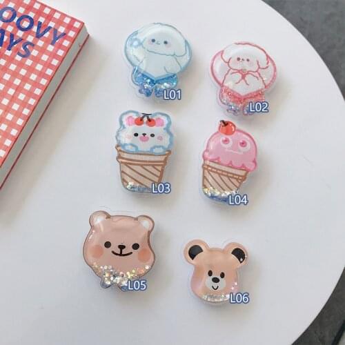 Charm Quicksand Phone Holder Cute Cartoon 3D Airbag Folding Phone Holder Stand Grip Finger Ring Support Accessories For Gilrs