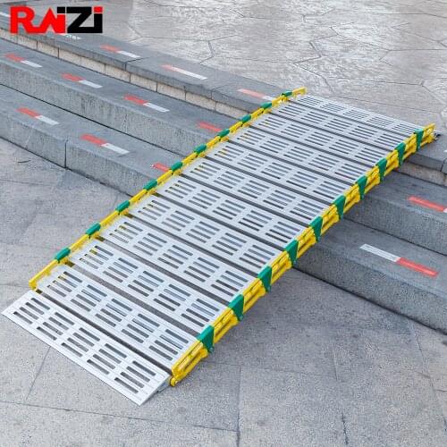 Raizi 1 set Portable & Foldable Aluminum Ramps 2400*914mm for Van Ramp Anti-slip Adjustable Loading Mobile Home Rolling Ramps