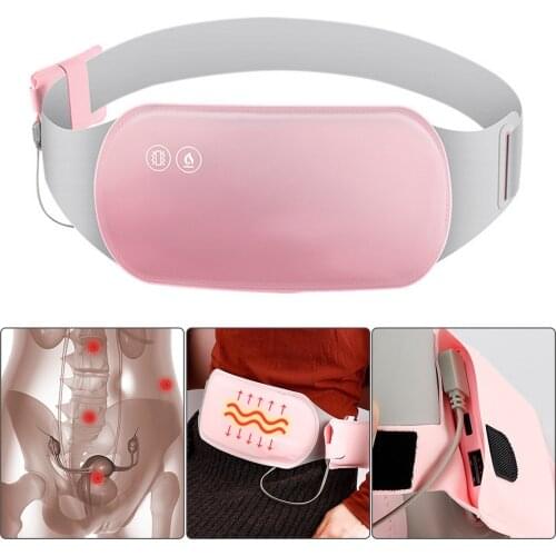 Portable Electric Heating Belt Band Thermal Waist Abdomen Belt with 3 Temperature Massage Function for Women Girls Pain Relief