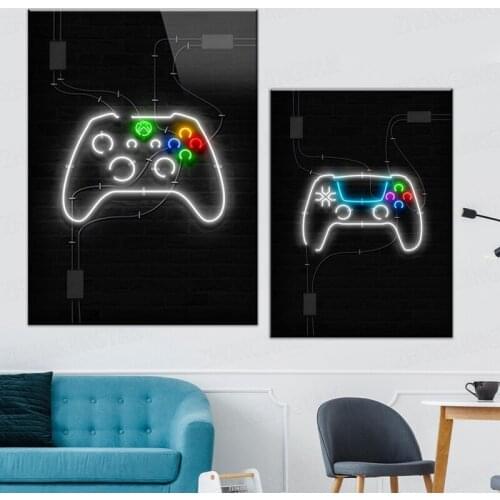 Video Gaming Room Posters Abstract Home Decoration Canvas Painting Funny Party Game Wall Art Pictures for Boys Room Home Decor