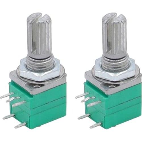 2pcs RV097NS Potentiometer 5K 10K 20K 50K 100K 500K with Switch Audio 5pin Shaft 15mm Amplifier Sealing Potentiometer