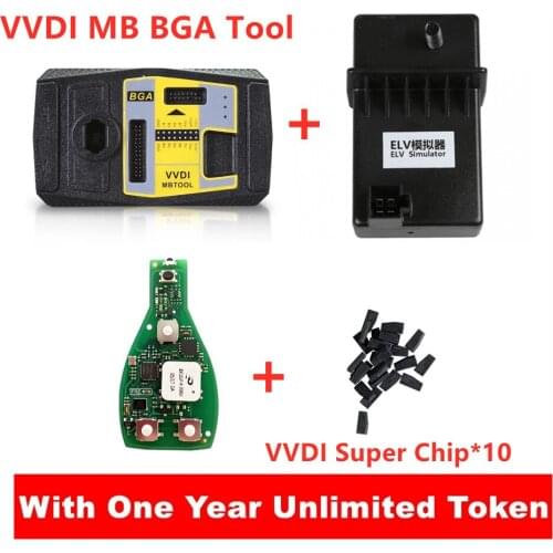 Xhorse V5.0.6 VVDI MB BGA TooL Programmer with Full One Year Unlimited Token+FBS3 Keyless Key 315/433MHZ+ELV Emulator+XT27 Chip