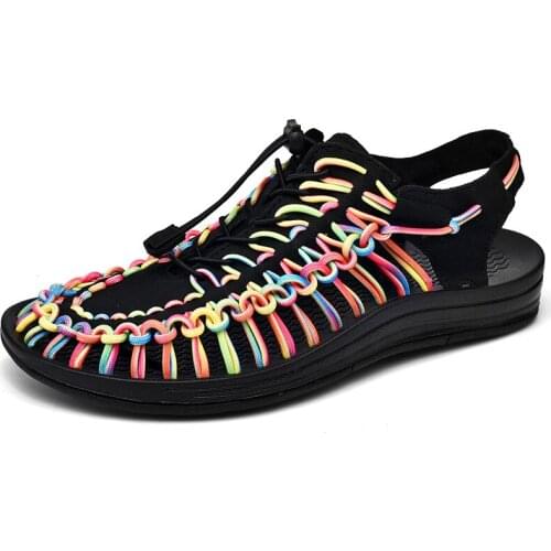 Summer Mens Sandals Multicolor Handmade Weaving Design Breathable Shoes Men Beach Soft Bottom Non-slip Outdoor Summer Sandals