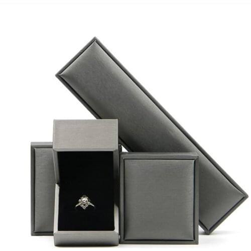 Silver-Grey Brushed Leather Jewelry Box Necklace Box Pendant Ring Bracelet Jewelry Packaging Jewelry Store Jewelry Box