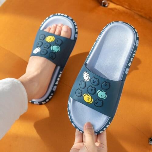 Men Women Slippers Summer Cartoon Bear CuteFlip Flop Shoes Couple Bathroom Fashion Non-Slip Flat Indoor Casual House Slides