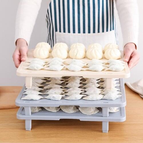 Stackable Cake Dumplings Storage Tray Foldable Kitchen Non-Stick Organizer Plate Rack Pastry Container Reusable