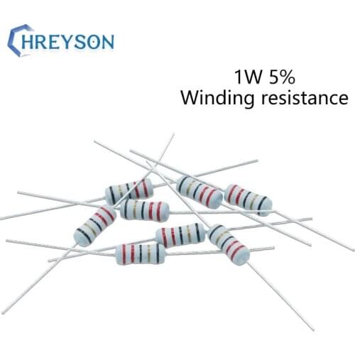 Winding Resistance 1W Accuracy 5% 0.1R 0.33 1 2.2R 3 4.7 5.1 6.8R 10R 22R 68R 100R 200 500 Ohms 20Pcs