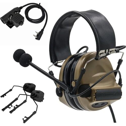 Tactical Headset COMTAC II airsoft headset Noise Reduction Shooting Hunting Headset+Tactical U94 PTT + Tactical ARC Rail Adapter