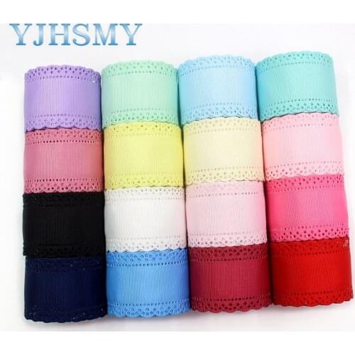 YJHSMY I-19407-882,5yards,hot sale 38mm hollow Flowers solid Grosgrain Ribbons,DIY handmade material,Clothing accessories