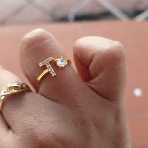 2020 Letters Initial Rings for Women Resizable English Letters Valentines Gift Wedding Ornaments Pop Wholesale Zircon Jewelry