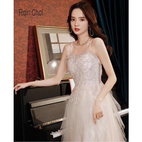 Prom Dresses Long 2021 Women Elegant A Line Lace Applique Formal Wedding Party Dress Вечерние Платья