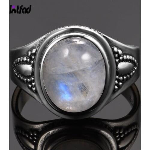 Oval 8x10MM Natural Moonstone Ring 925 Sterling Silver Jewelry Gemstone Rings Luxury Fashion Rings for Women