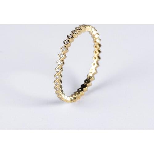 Dyson 925 Sterling Silver Ring Fashion Delicate stackable Gold Plating Clear Zircon Wedding Band Rings For Women Korean Jewelry