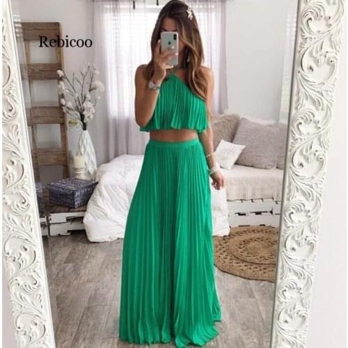Rebicoo Summer Chiffon Sexy Women Dress Backless Sleeveless Retro Maxi Dress Elegant Holiday Party Long Dresses Vestidos Green