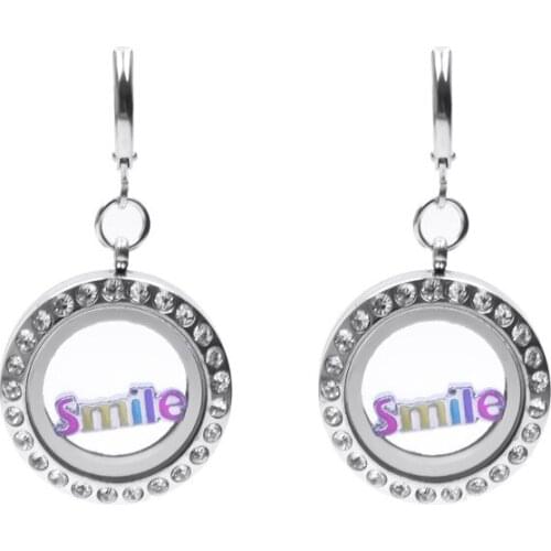 1pc Good Quality Crystal 20mm Round Stainless Steel Glass Locket Screw Open Pendant