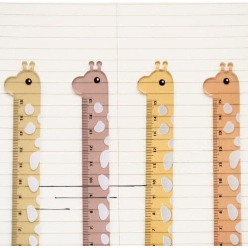 1pcs creative cute cartoon student drawing ruler Giraffe acrylic shaped ruler 15cm