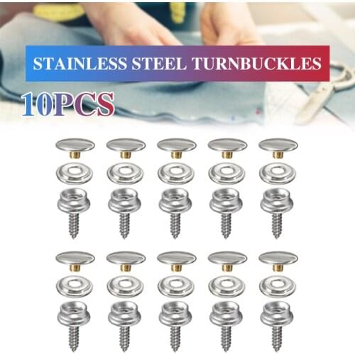 10 Set 15mm Snap Fastener Screw Buttons Copper And Stainless Steel Material Consists Of Screw Studs And Buttons Sockets