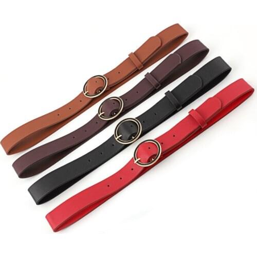 105X3.3Cm New Trend Female Golden Round Buckle Belts Wide Jeans Belts For Women Luxury Woman Leisure Brown Waist Belt Feminine