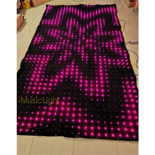 2pcs P10 1 mtr x 6 mtr LED Video Curtain With PC&DMX Control RGB DJ Party Star Video Backdrop Curtain Stage Vision Curtain