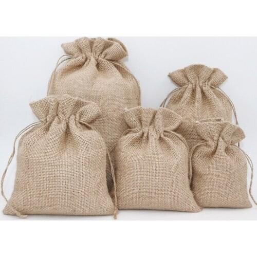 20pcs/lot Natural Jute Drawstring Burap Pouch Jewellery Packaging Bag Wedding Favor Holder Gift Candy Pouch for Coffee Bean