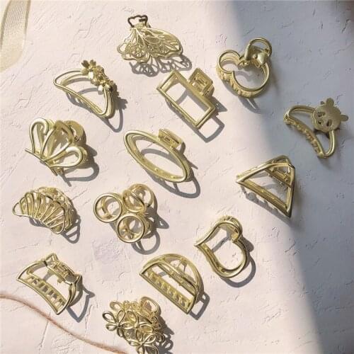 2021 New Personality Simple Metal Texture Geometric Flowers Animal Small Catch Clip Sweet Girl Womens Hair Accessories