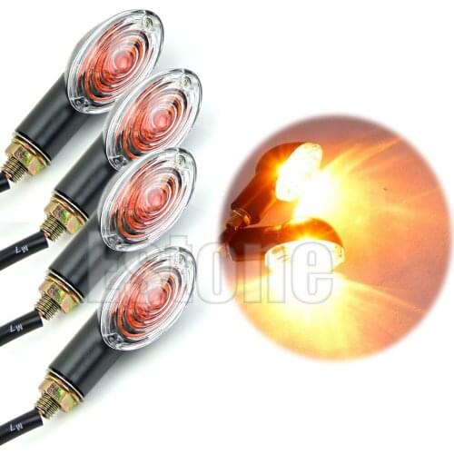 4Pcs Universal Motorcycle Bike Amber Turn Signal Blinker Indicator Light F19A