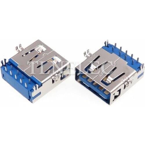 5pcs USB 3.0 DIP Socket Port Connector Type A Flat Edge Famale Plug Jack Interface with Shrapnel 9 Pins Insert HD Transmission