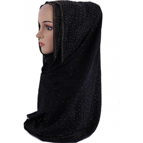 70*170cm Muslim Fashion Hijabs Scarves Scarf Women Chiffon Stick Diamods Shawl Headband And Wrap Islamic Female Turban Headscarf