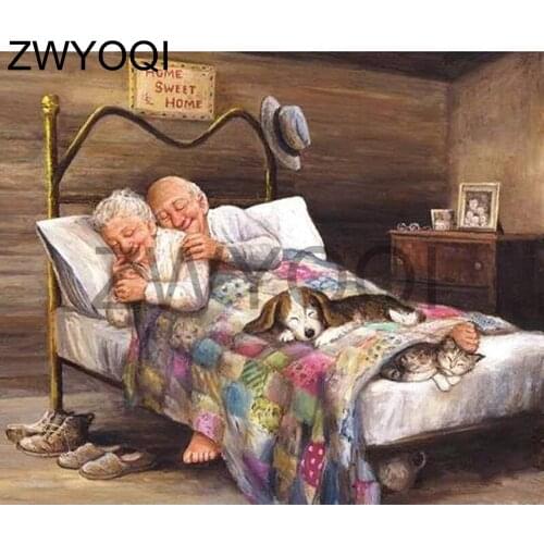 Full Round Diamond mosaic Full Square Diamond embroidery Cross stitch Couple love dog cat bed Elderly DIY 3D Diamond painting