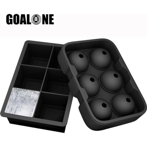 GOALONE 2Pcs/Set Ice Cube Trays 6 Cell Ice Ball Maker with Lid Food Grade Silicone Molds for Cocktails BPA Free Bar Accessories