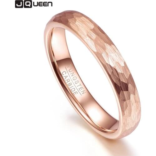 New Rose Gold Geometric Figure 4mm Width Men Women Rings Tungsten Carbide Wedding Bands
