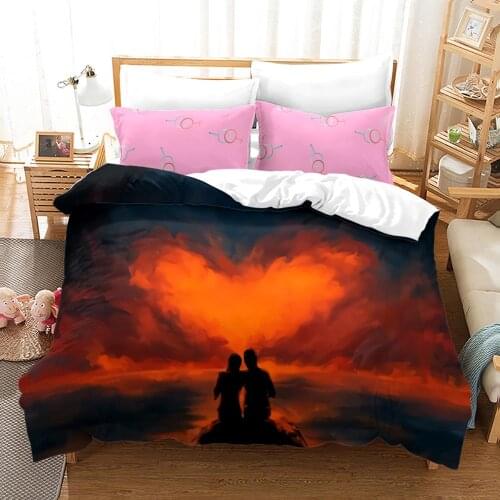 King Queen Lovers Bedding Set Single Twin Full Queen King Size Lover Oil Painting Bed Set Childrens Kid Bedroom Duvetcover 019